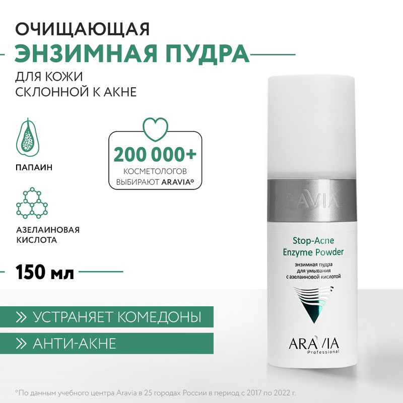 Энзимная пудра для умывания Aravia Professional Stop-Acne с азелаиновой кислотой 150 мл 1986₽