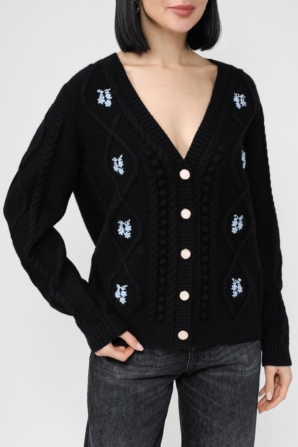 

Кардиган женский Belucci BL2401Т4249 черный 2XL, BL2401Т4249