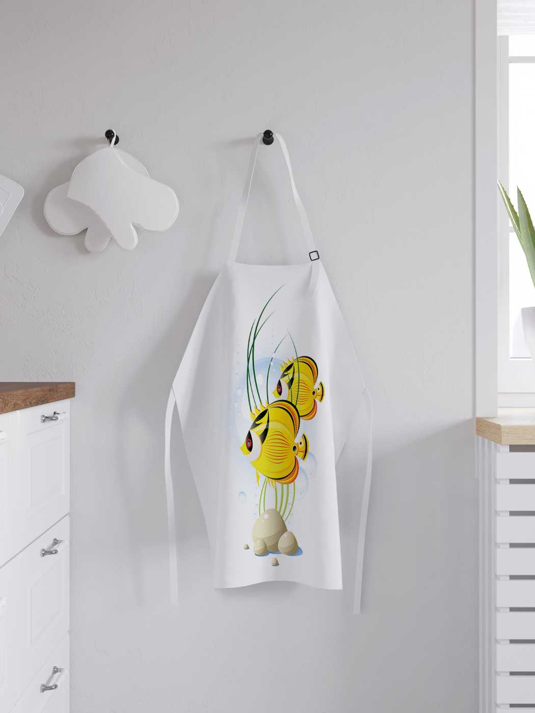 

Фартук женский для готовки JoyArty "Рыбки немо", универсальный размер, Голубой