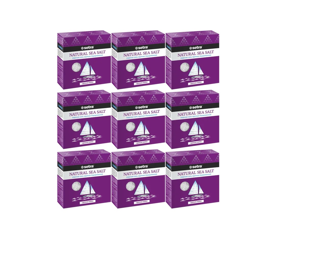 Морская соль Setra пищевая, йодированная, крупная, 500 г х 9 шт