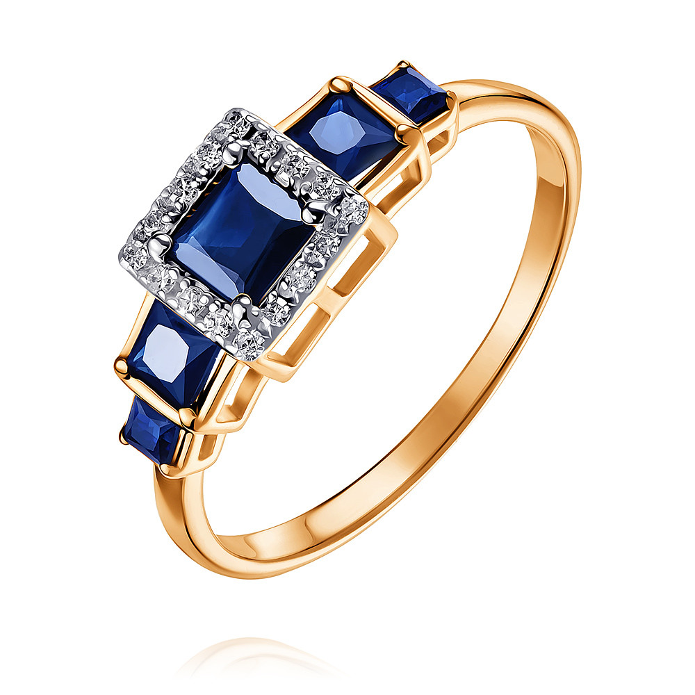 

Кольцо из красного золота с бриллиантом/сапфиром р. , ADAMAS 14038203/01-А50Д-432, 14038203/01-А50Д-432