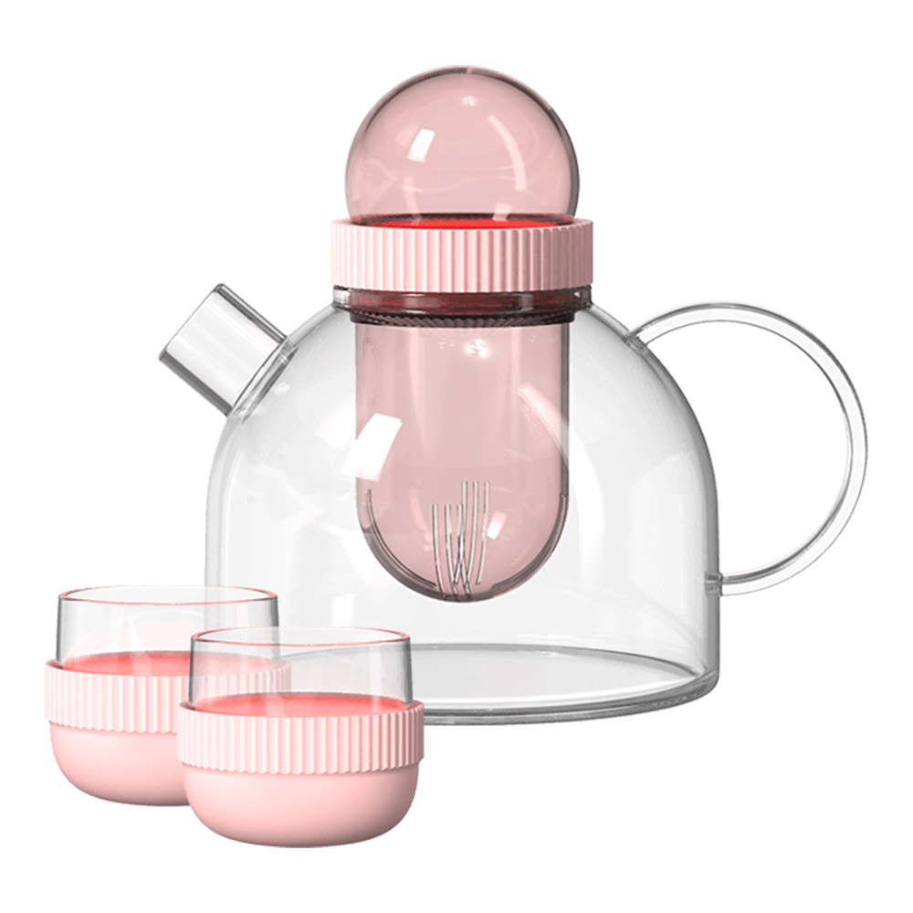 Заварочный чайник и Две чашки KissKissFish BoogieWoogie Teapot with cups розовый