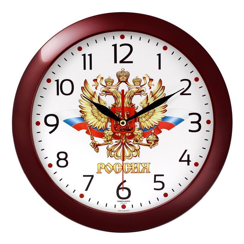 

Часы настенные аналоговые Troyka 11131176, бордовая рамка, 29x29x3.5см, 10шт.