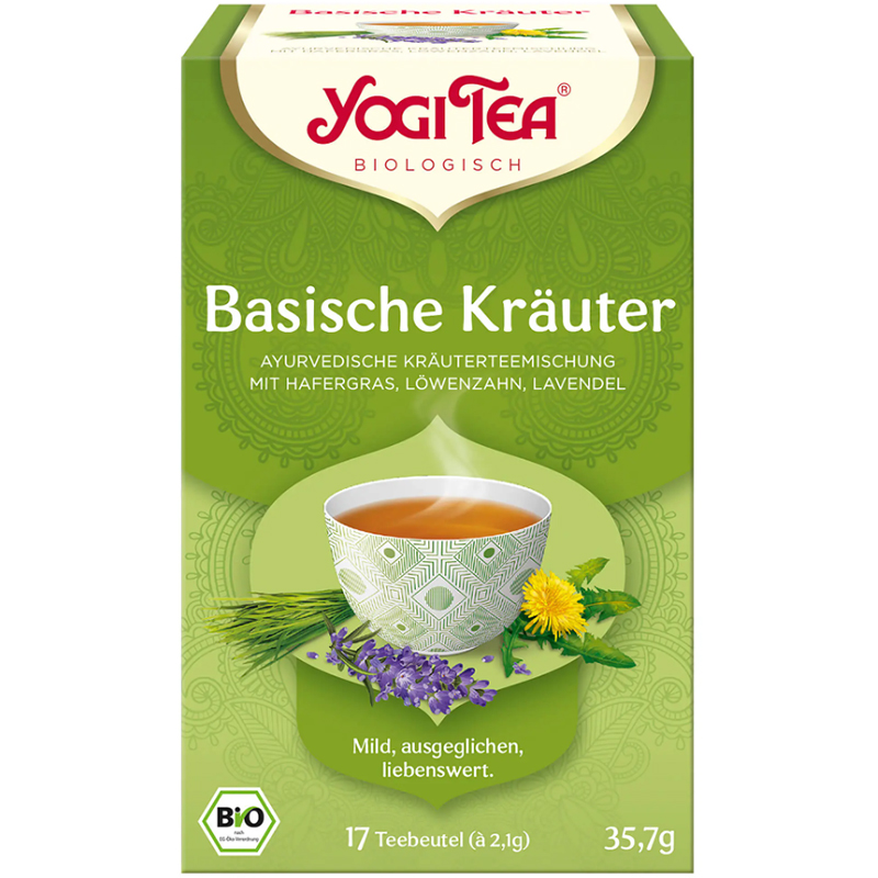 Чай в пакетиках Yogi Tea Basische Krauter овес, одуванчик, лаванда, 17 пакетиков