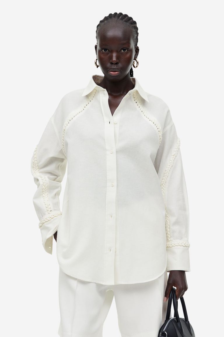 

Рубашка женская H&M 1157906002 белая M (доставка из-за рубежа), Белый, 1157906002