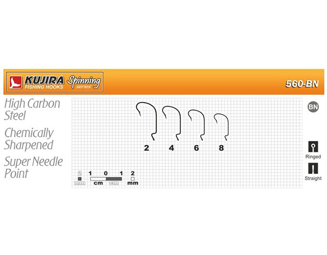 

Kujira fishing hooks Крючок офсетный KUJIRA SPINNING 560 BN (Размер # 8; Кол-во в упак. 5)