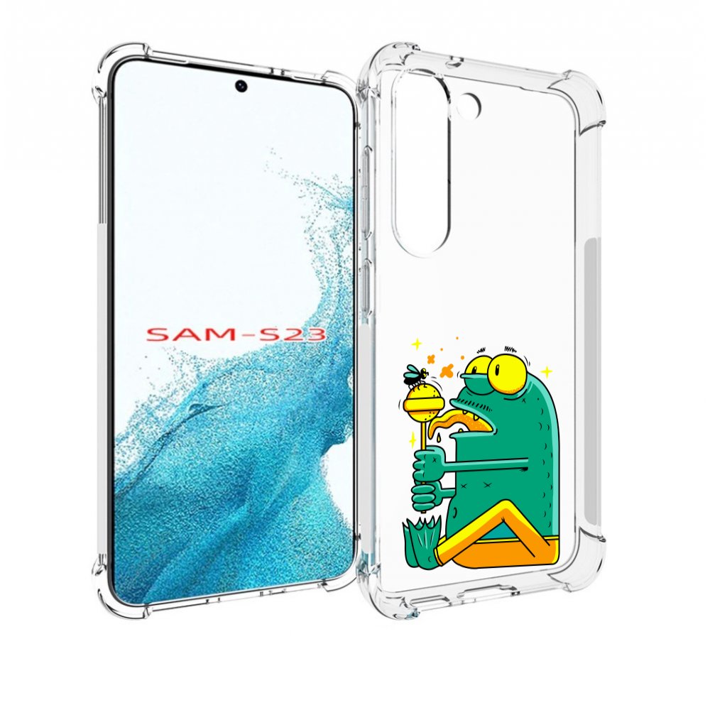 

Чехол MyPads Зеленая лягушка с чупа чупсом для Samsung Galaxy S23, Прозрачный, Tocco