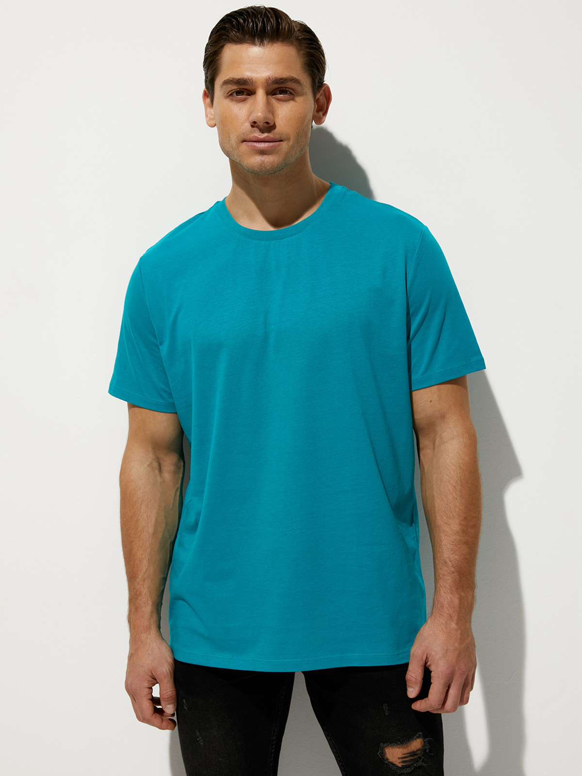 

Футболка мужская Omsa for men OmT_U 1201 COTTON голубая XL, Бирюзовый, OmT_U 1201 COTTON