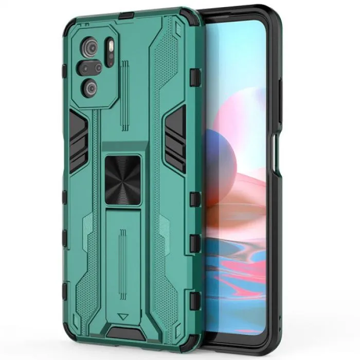 

Противоударный чехол-подставка для Xiaomi Redmi Note 10 / 10s с защитой камеры (красный), Зеленый