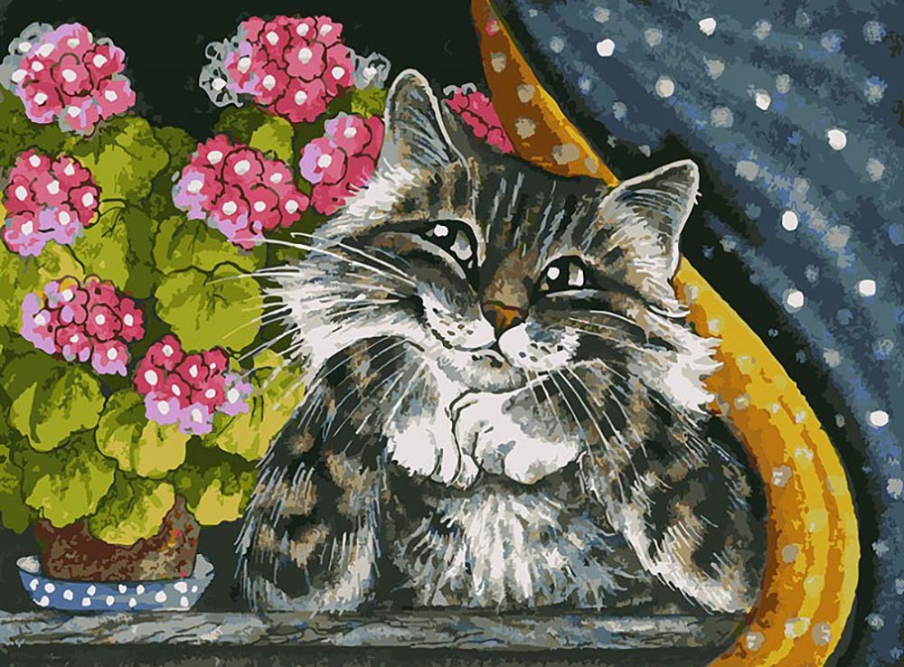 

Картина по номерам Белоснежка На окошке, 30x40, На окошке