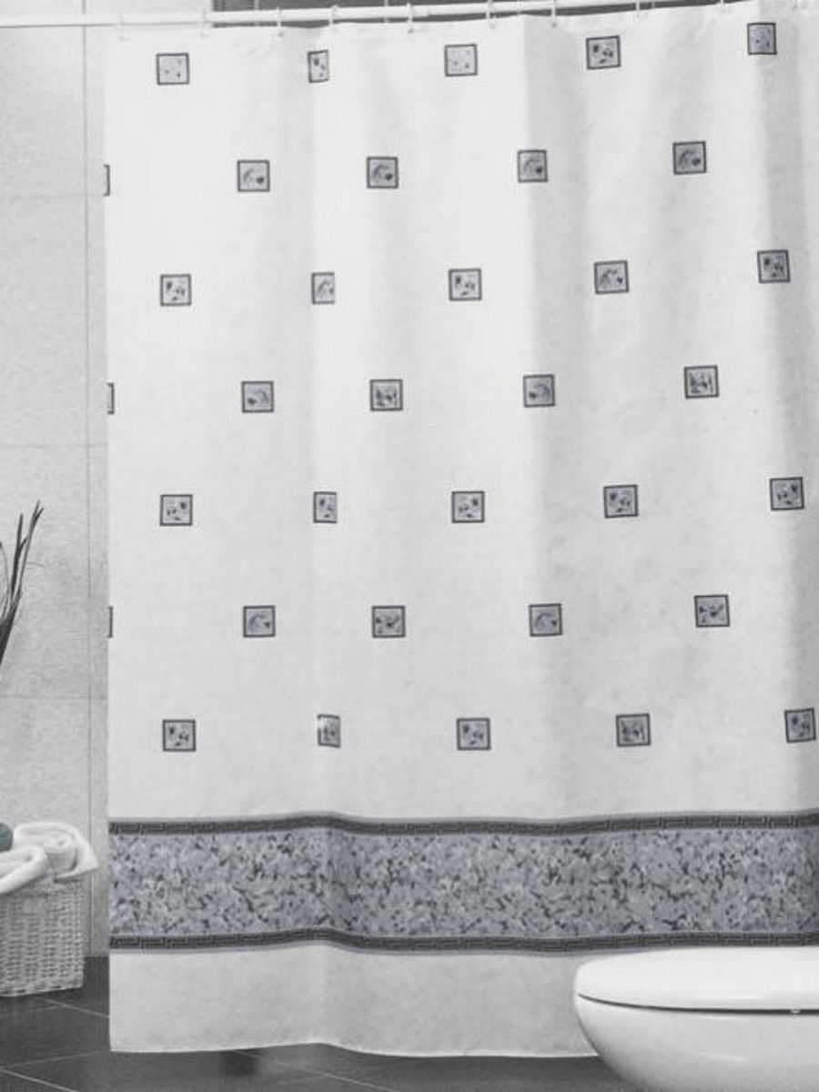 Штора для ванной комнаты 1 шт. EMERALD MIRANDA 180*200 см. 005110-EMERALD-Серый