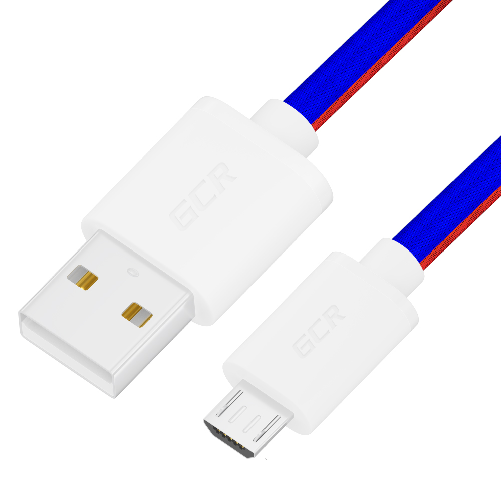 фото Кабель micro usb - usb gcr gcr-uaqc10 1 м белый, красный, синий