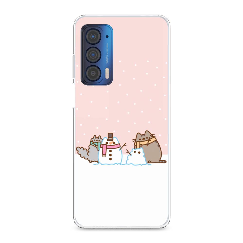 

Чехол для Motorola Edge (2021) "Котики в снегу", Розовый;белый;серый, 242950-5