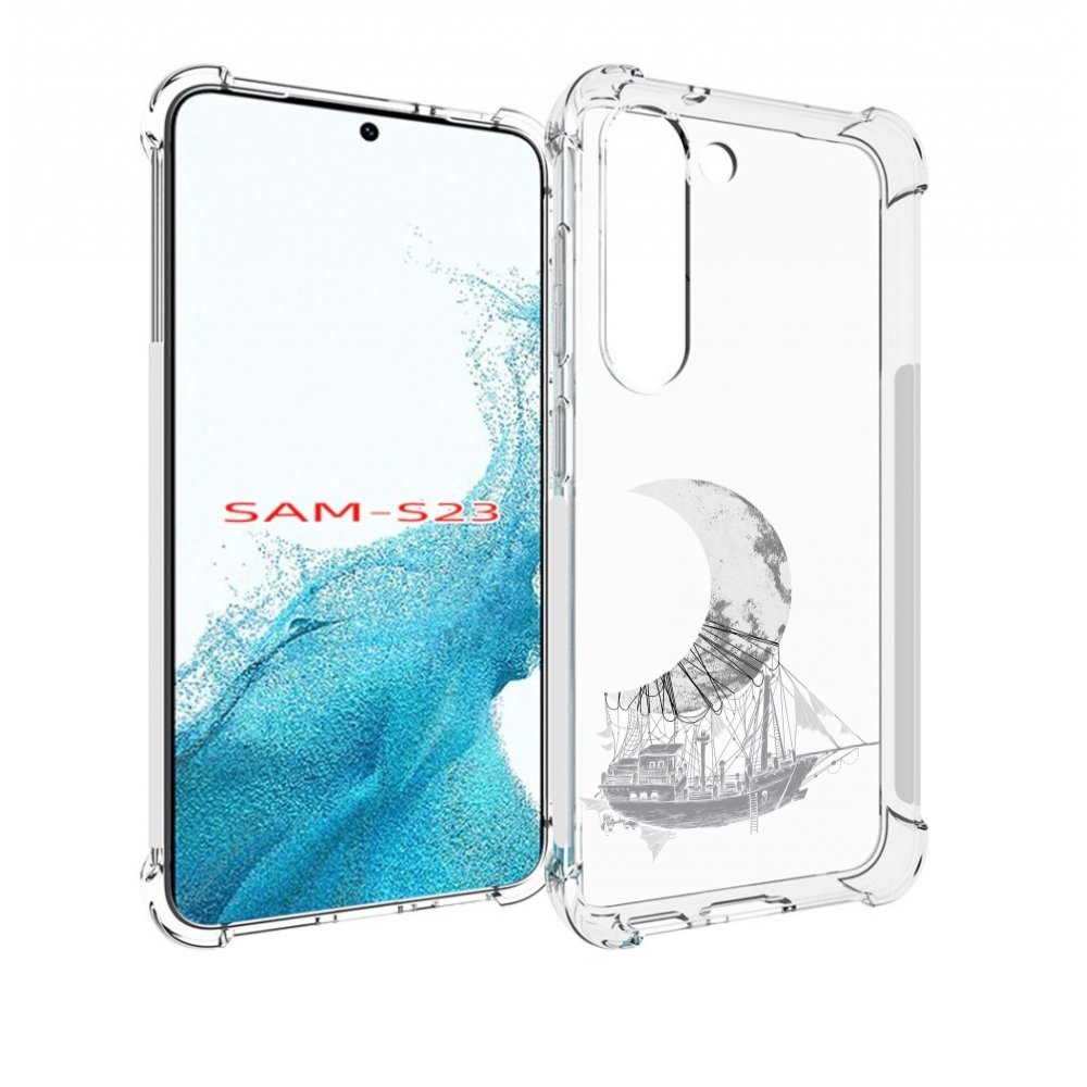 

Чехол MyPads черно белый корабль полумесяц для Samsung Galaxy S23, Прозрачный, Tocco