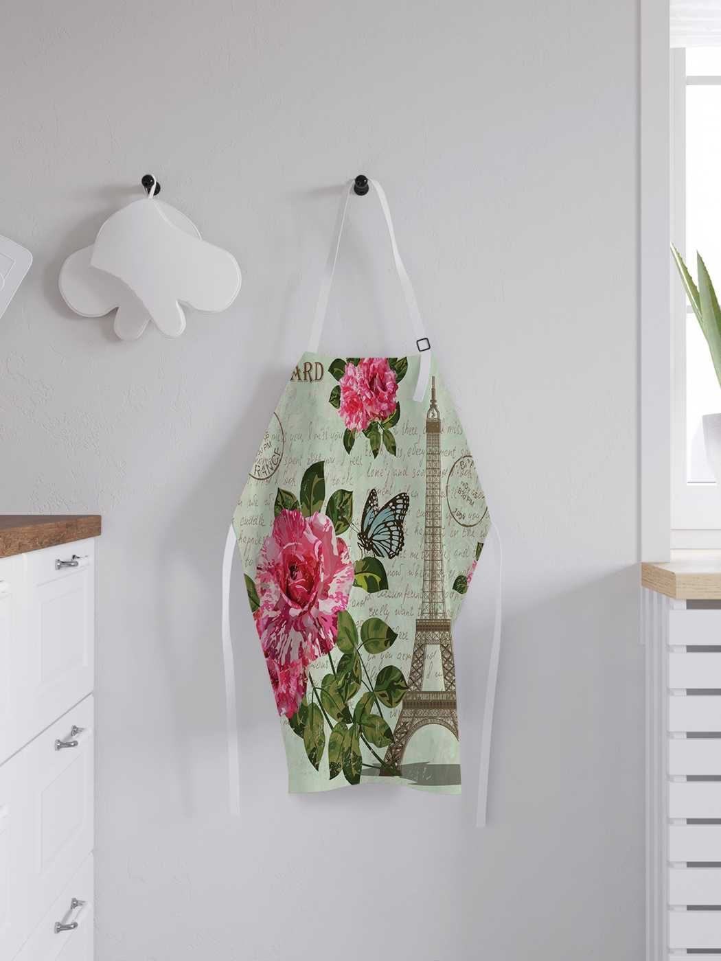 

Фартук женский для готовки JoyArty "Розы и эйфелева башня", универсальный размер, Голубой