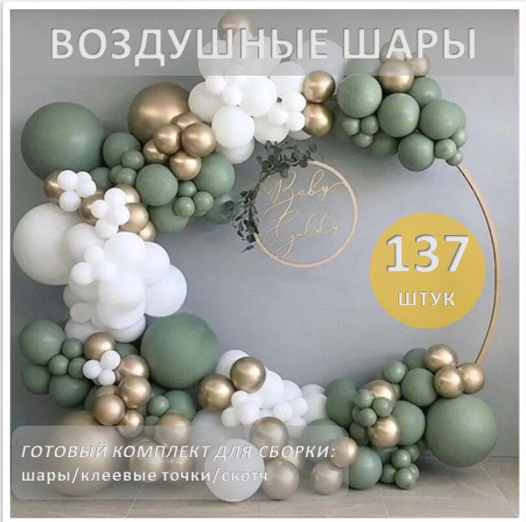 Набор шаров Зеленые 10001400, фотозона на день рождения 137 шт набор воздушных шаров для оформления фотозоны