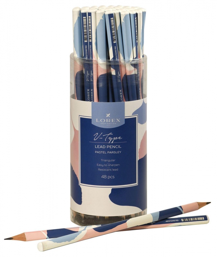 

Карандаш чернографитный Lorex V-Type Pastel Parsley НВ, заточенный, 3гр тубус, 48шт