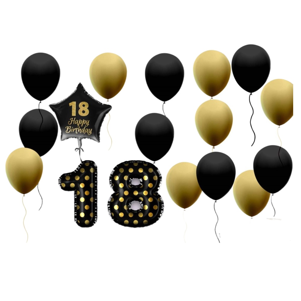 

Набор воздушных шаров «Happy birthday.18» 17 шт., black, Черный, PTNQ-9982