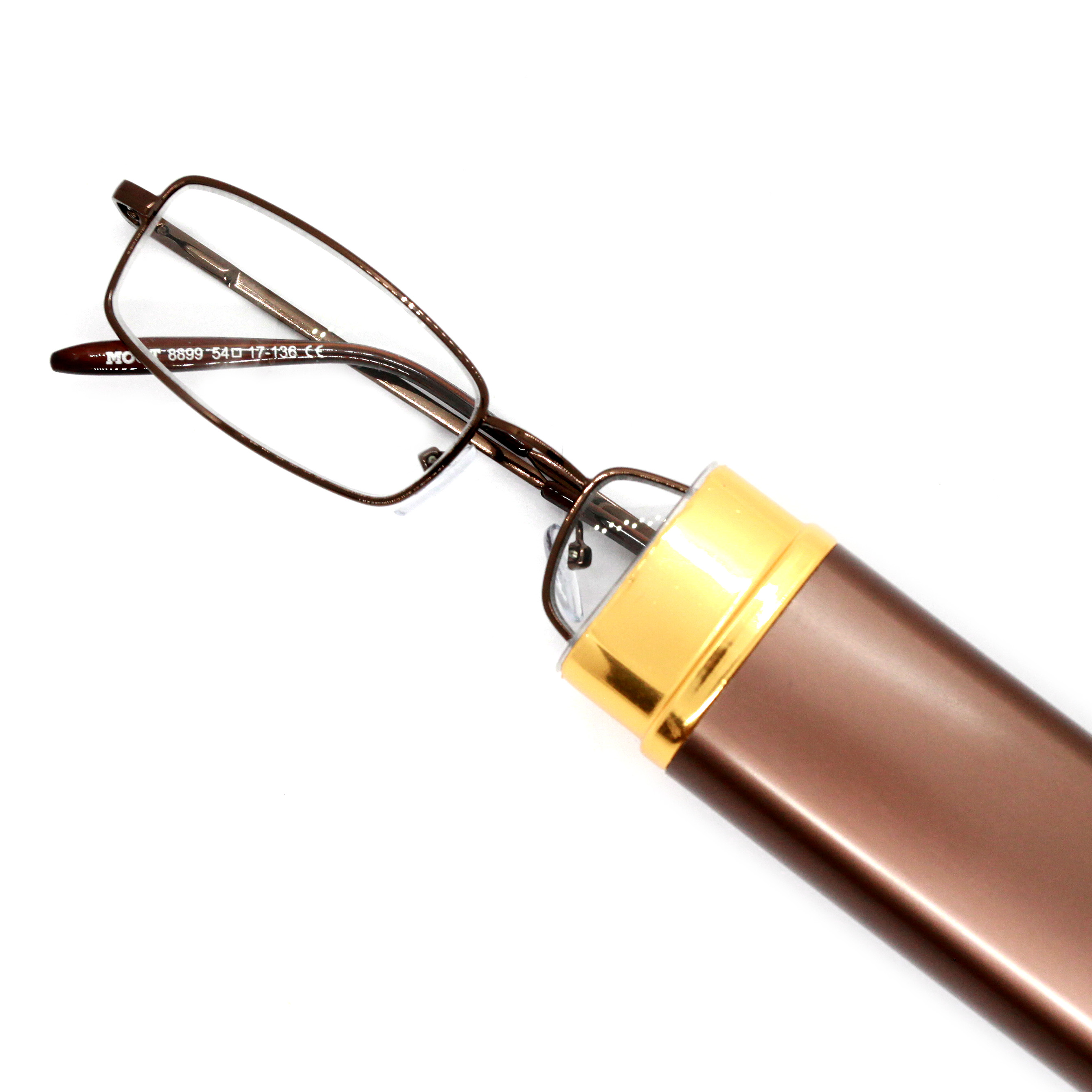 Готовые очки +1,00, с футляром ручка широкая, для чтения, коричневый, РЦ 62-64