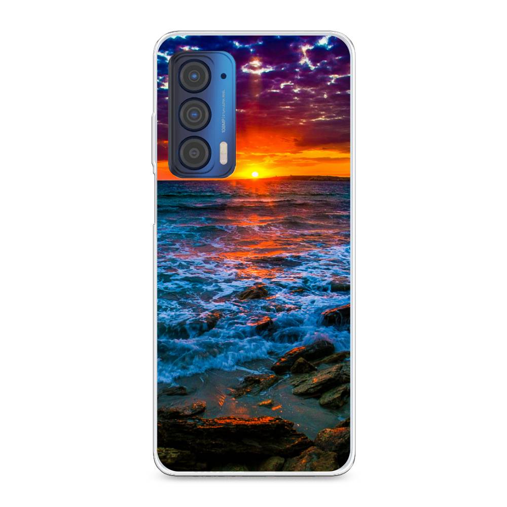 

Чехол для Motorola Edge (2021) "Закат 1", Оранжевый;синий, 242950-2