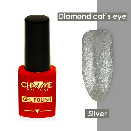 фото Гель-лак для ногтей charme pro line diamond cat’s eye silver 10 мл