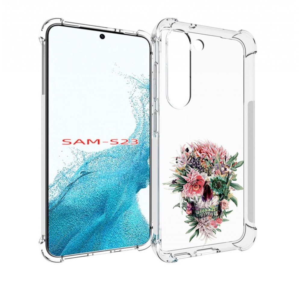 

Чехол MyPads череп из цветов для Samsung Galaxy S23, Прозрачный, Tocco