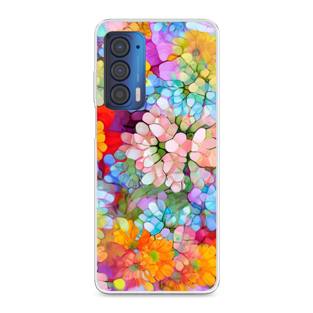 

Чехол для Motorola Edge (2021) "Цветы витраж", Оранжевый;розовый;голубой, 242950-3