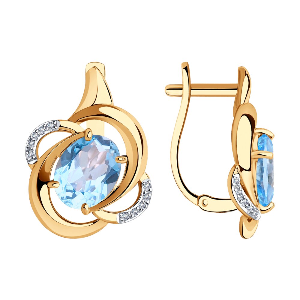 

Серьги из красного золота с фианитом/топазом Diamant 51-320-00926-1, 51-320-00926-1