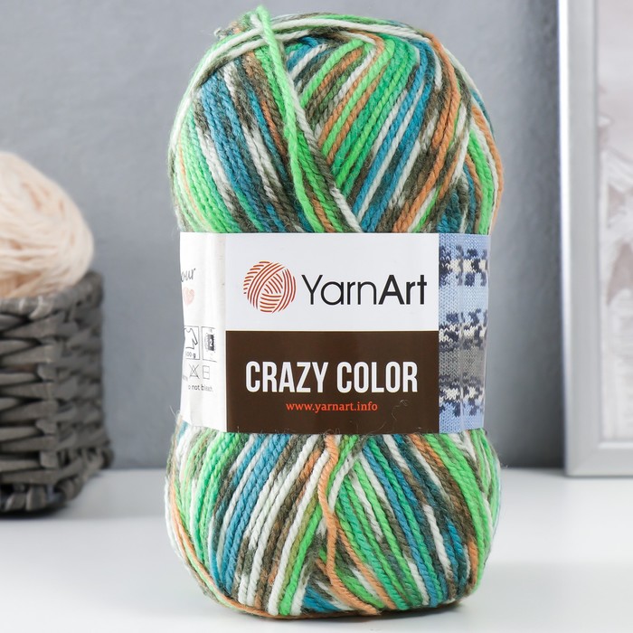 

Пряжа "Crazy color" 25% шерсть, 75% акрил 260м/100гр (177 салат-беж), Разноцветный, Пряжа для вязания "Crazy color"