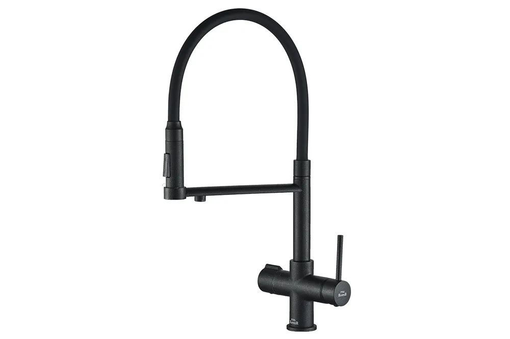 

Кухонный смеситель Zorg серия Steel Hammer SH 2003 BLACK цвет черный с возможностью подклю