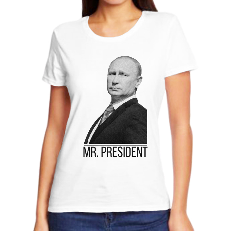 

Футболка женская белая 56 р-р с Путиным mr. Prezident 3, Белый, fzh_mr_president_2