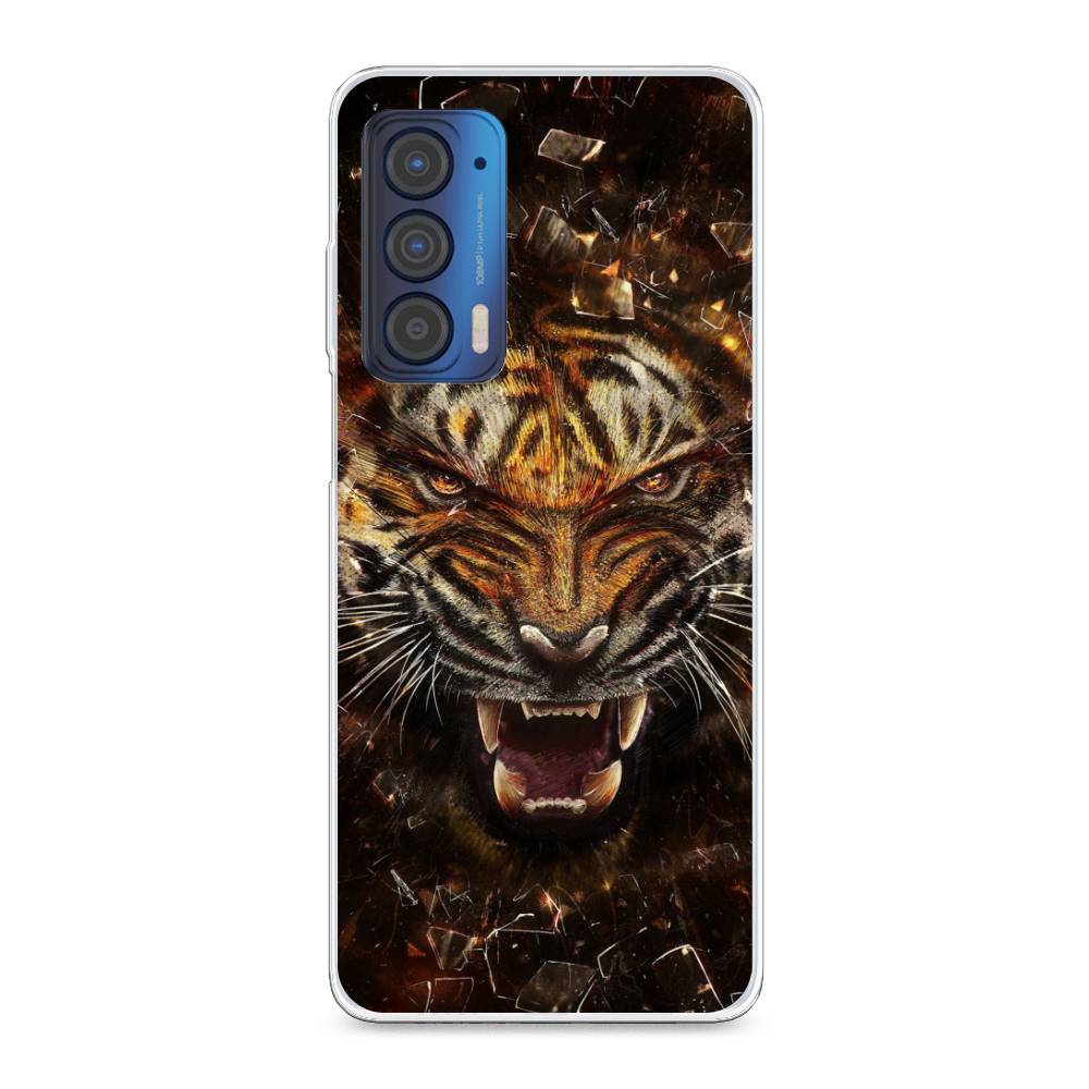 

Чехол для Motorola Edge (2021) "Тигр осколки", Оранжевый;серый;черный, 242950-1