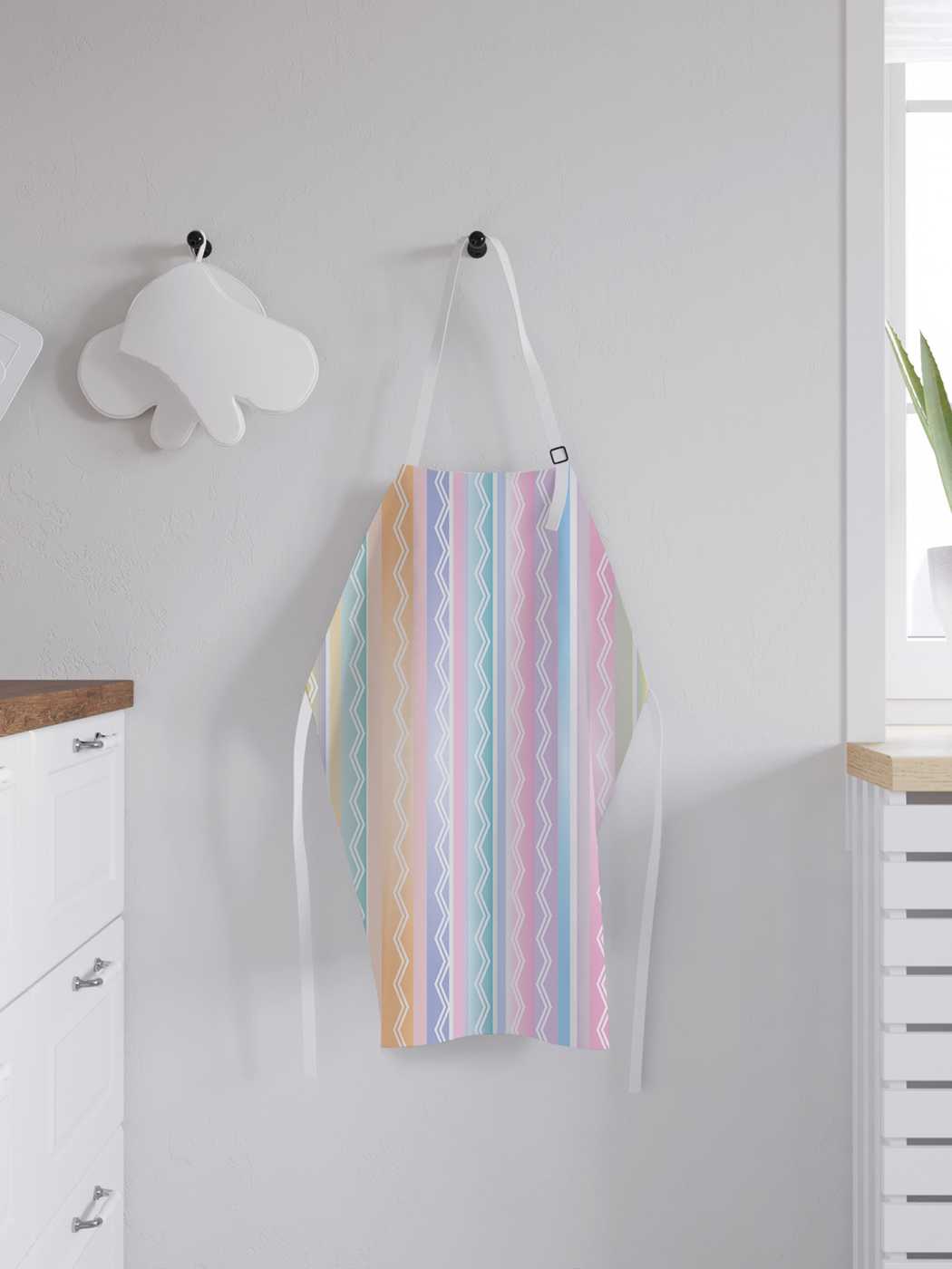 

Фартук женский для готовки JoyArty "Пастельные полосы зигзагов", универсальный размер, Голубой