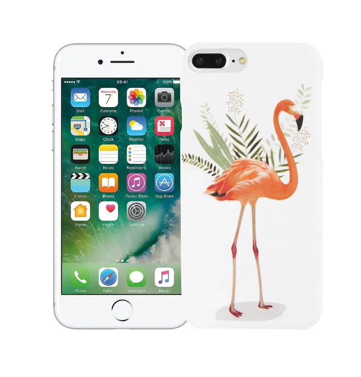 

Чехол Kawaii Factory для iPhone 7 Plus/8 Plus Фламинго в листьях, Чехол для iPhone 7 Plus/8 Plus Фламинго в листьях