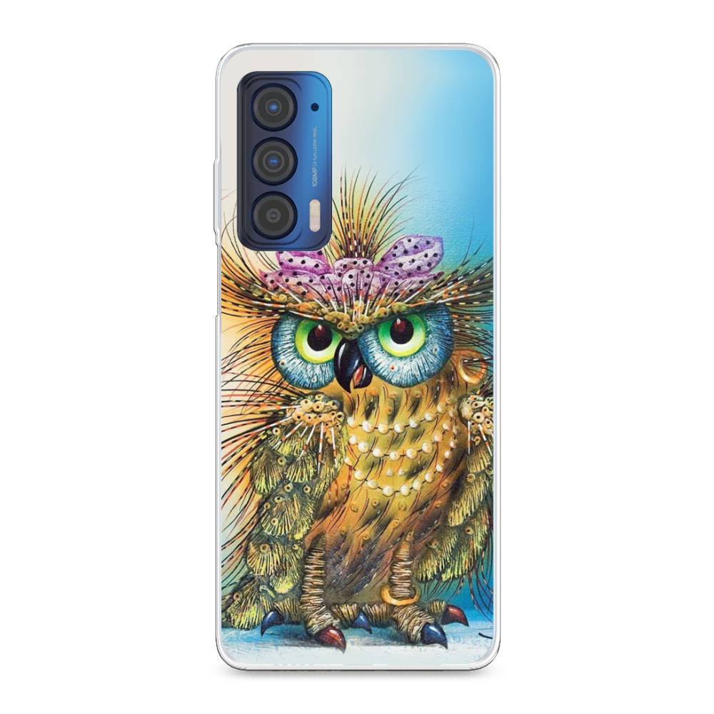 

Чехол для Motorola Edge (2021) "Модная сова", Коричневый;голубой, 242950-1