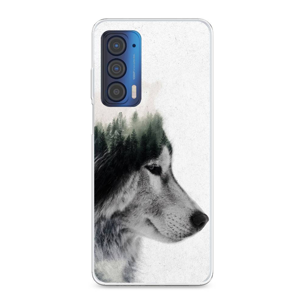 

Чехол для Motorola Edge (2021) "Волк лес", Серый;белый, 242950-1