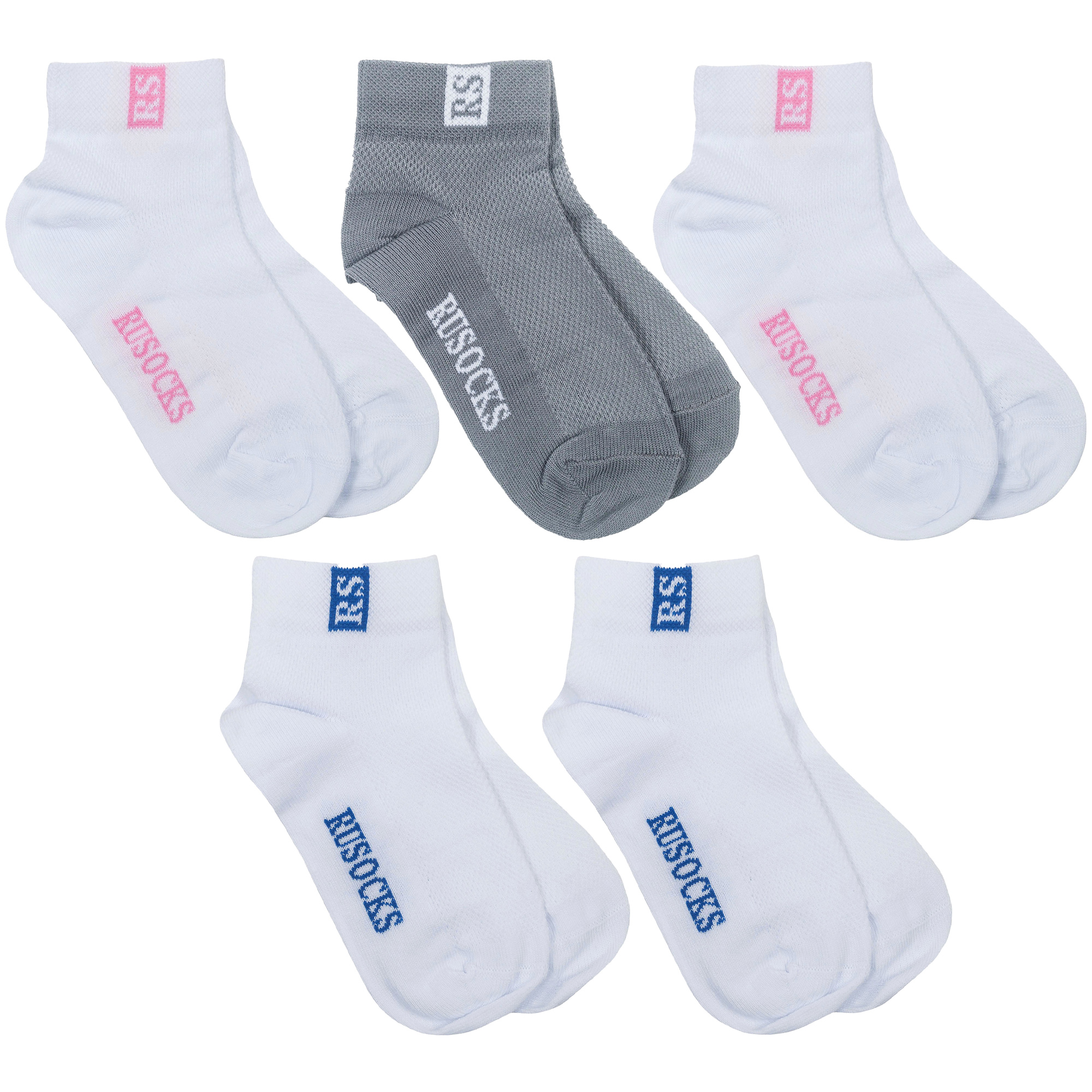 Носки детские Rusocks 5-Д-36, белый; серый; розовый; синий, 12-14