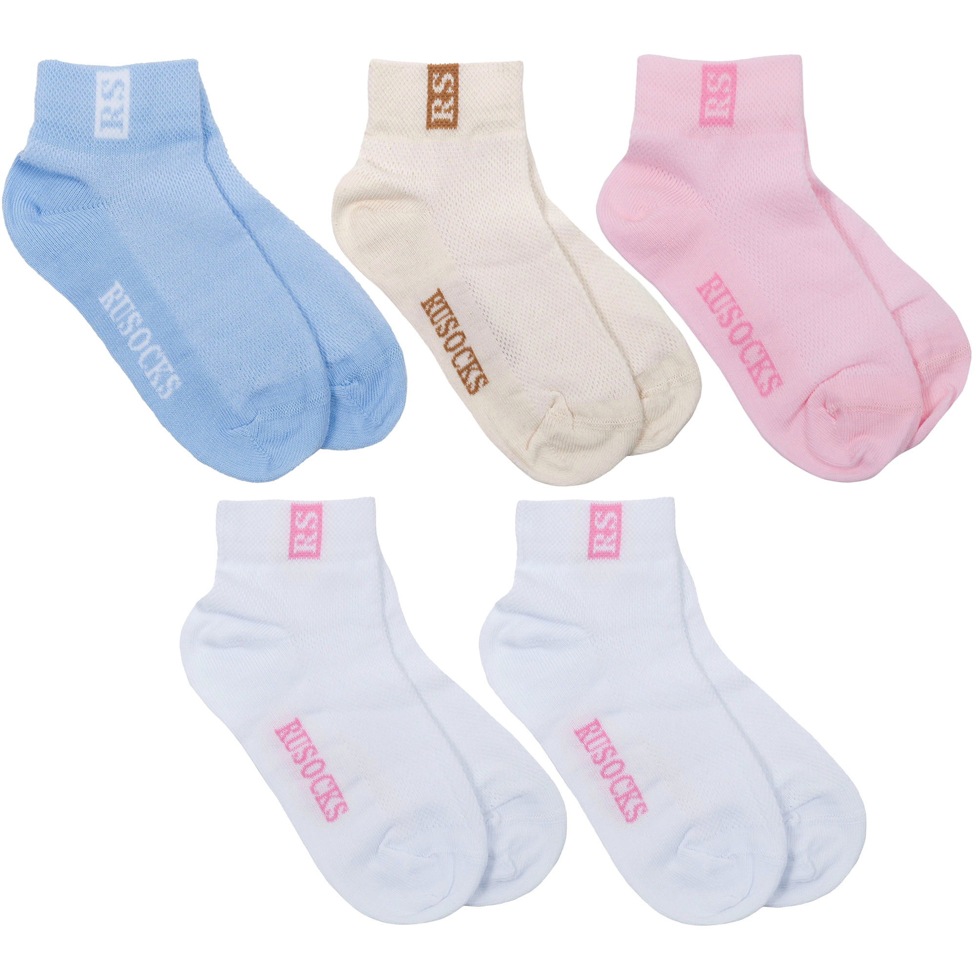 Носки детские Rusocks 5-Д-36, голубой; бежевый; белый; розовый, 12-14