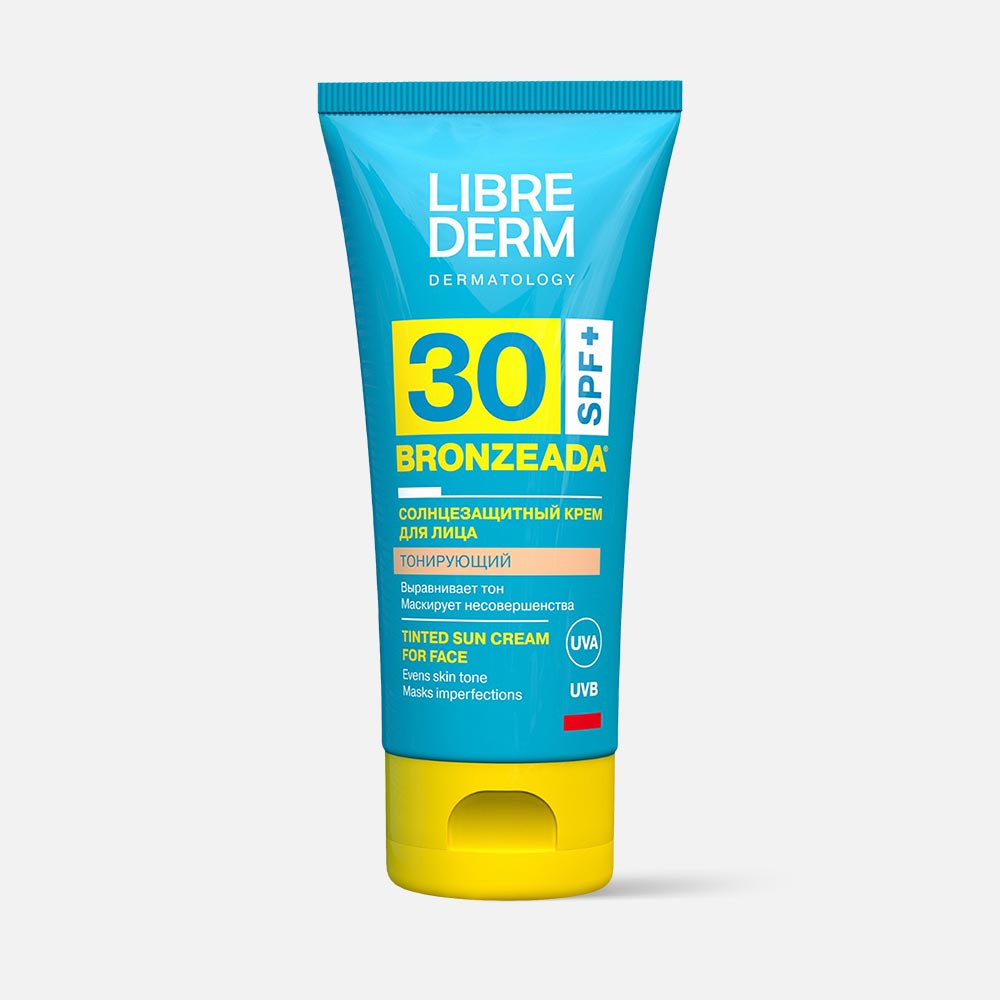 Крем для лица Librederm Bronzeada солнцезащитный SPF 30 тонирующий выравнивающий 50 мл 1287₽