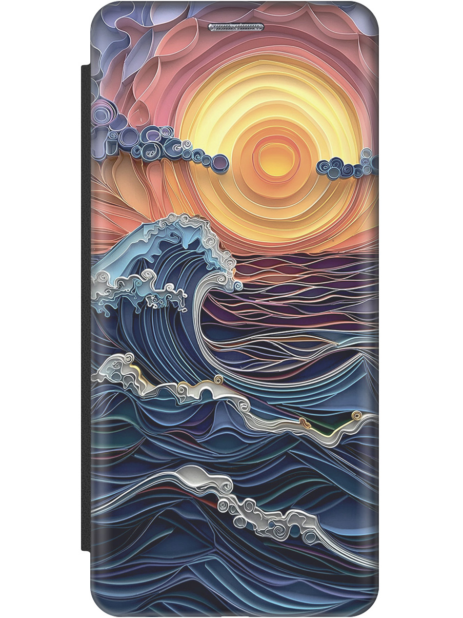 

Чехол-книжка на Samsung Galaxy S23 FE с принтом "Волны на закате" черный, Оранжевый;черный;синий, 776581510