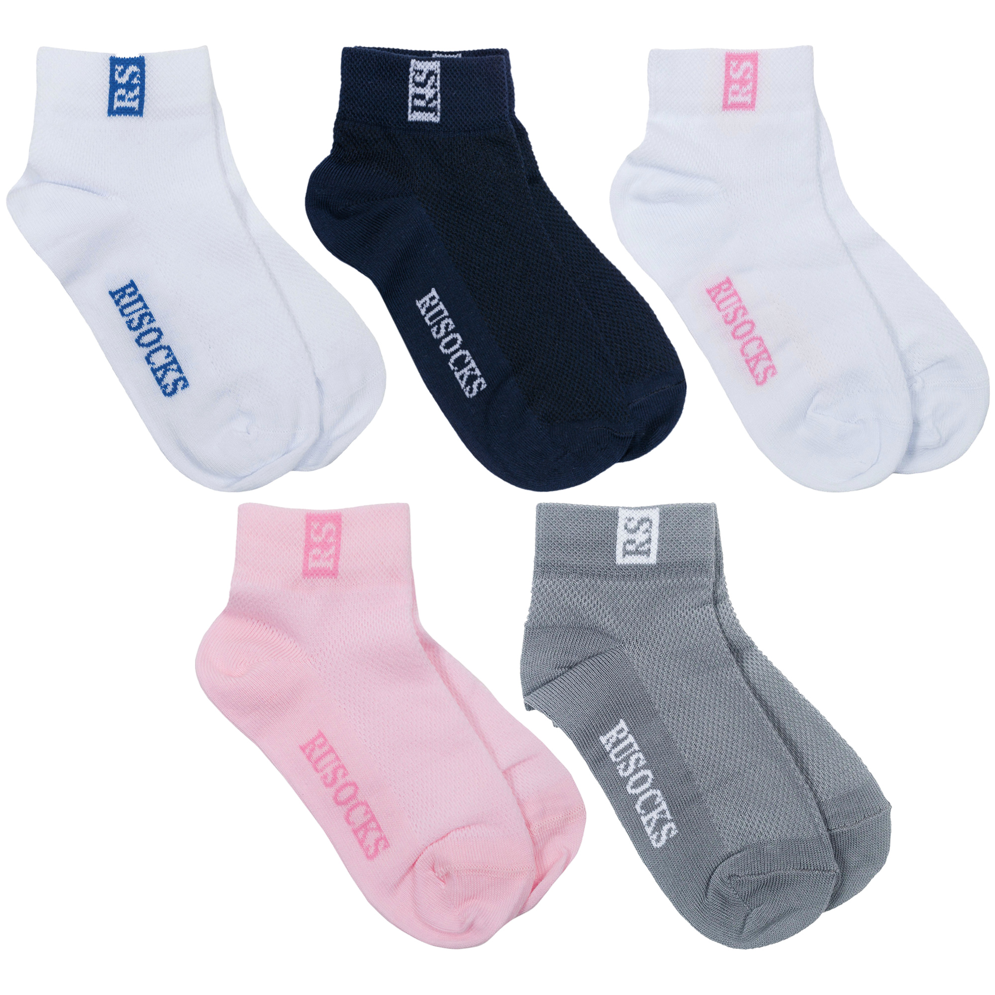 Носки детские Rusocks 5-Д-36, белый; синий; розовый; серый, 16-18