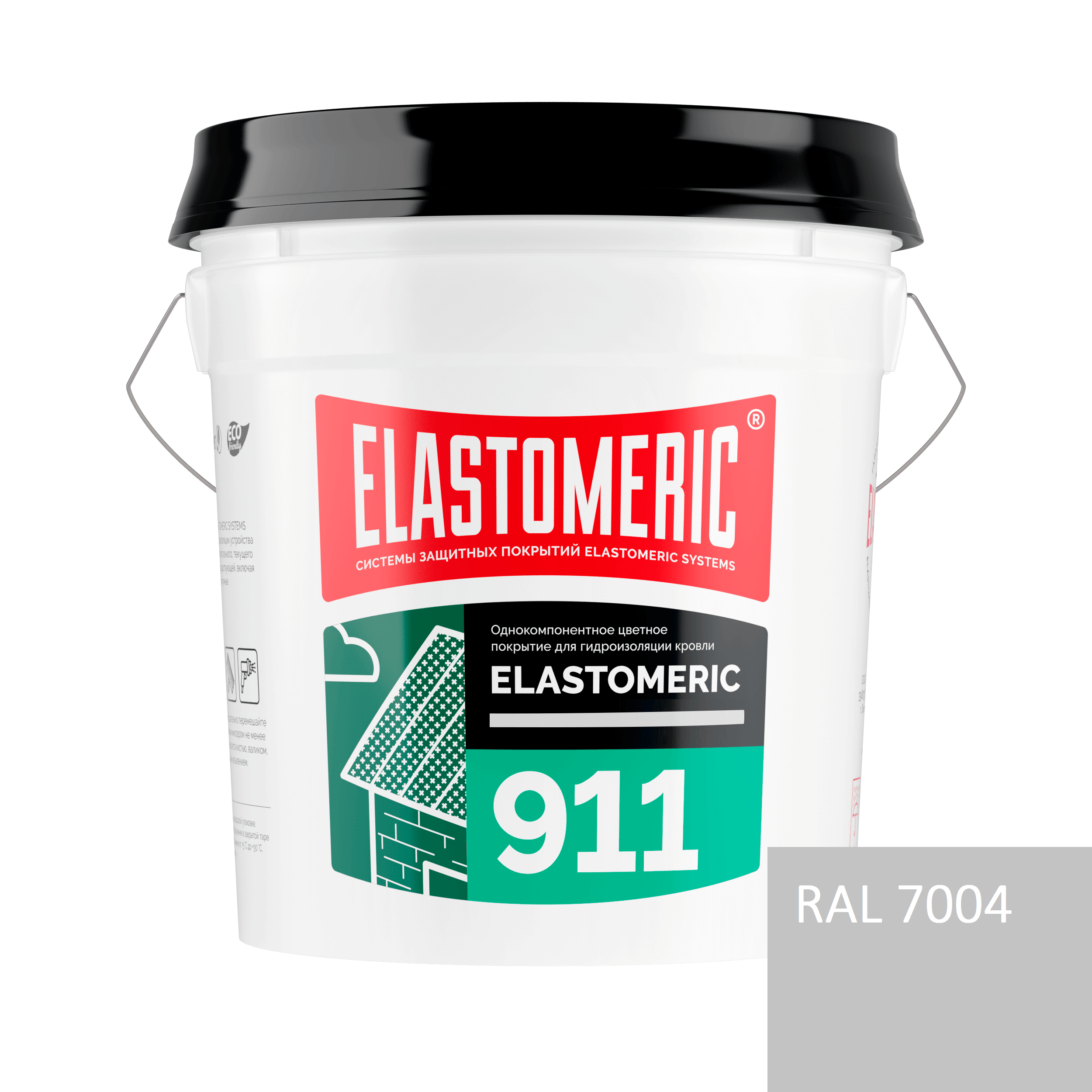 Жидкая резина для кровли, гидроизоляционная мастика Elastomeric-911, RAL 7004, 20кг.
