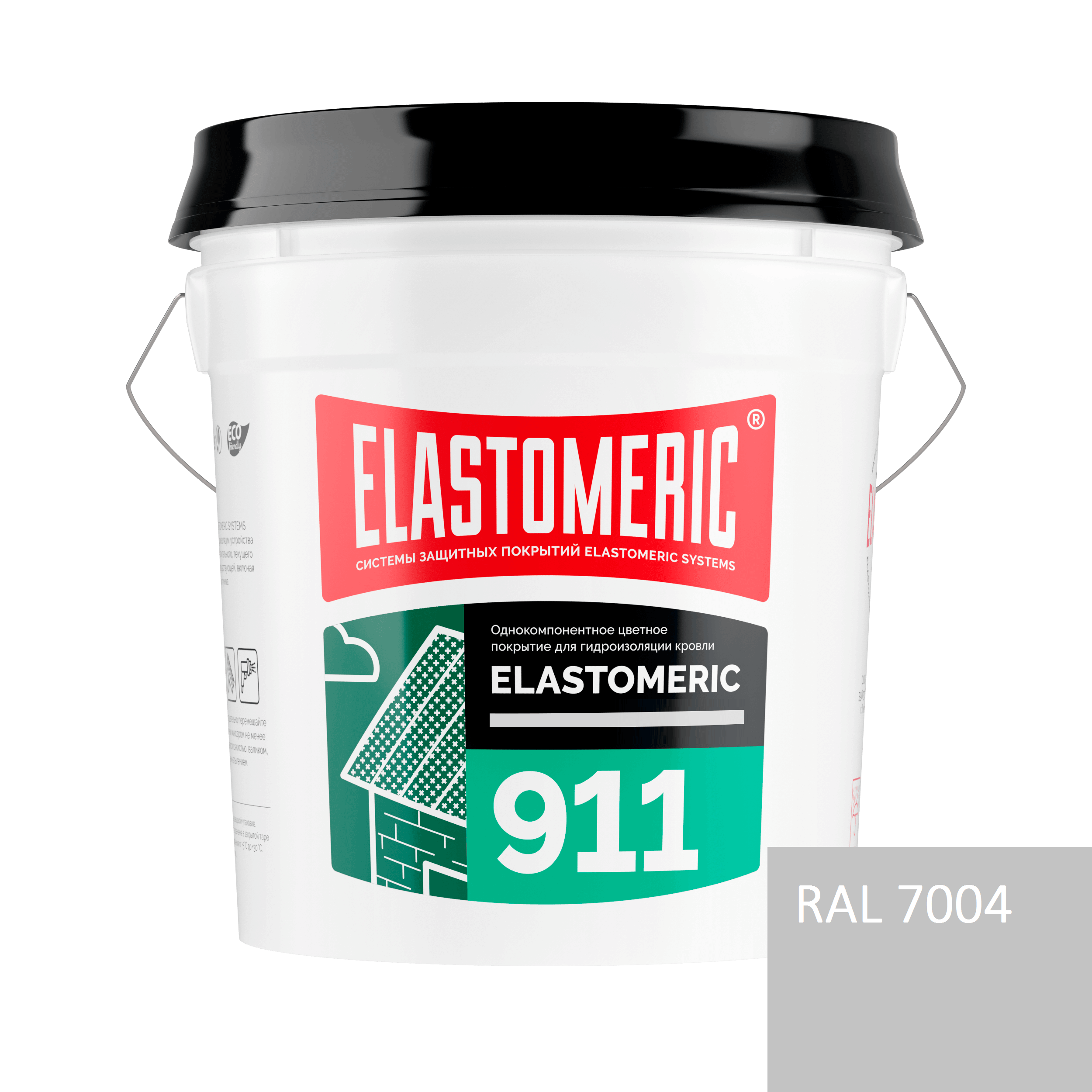 Жидкая резина для кровли гидроизоляционная мастика Elastomeric-911 RAL 7004 20кг 16395₽