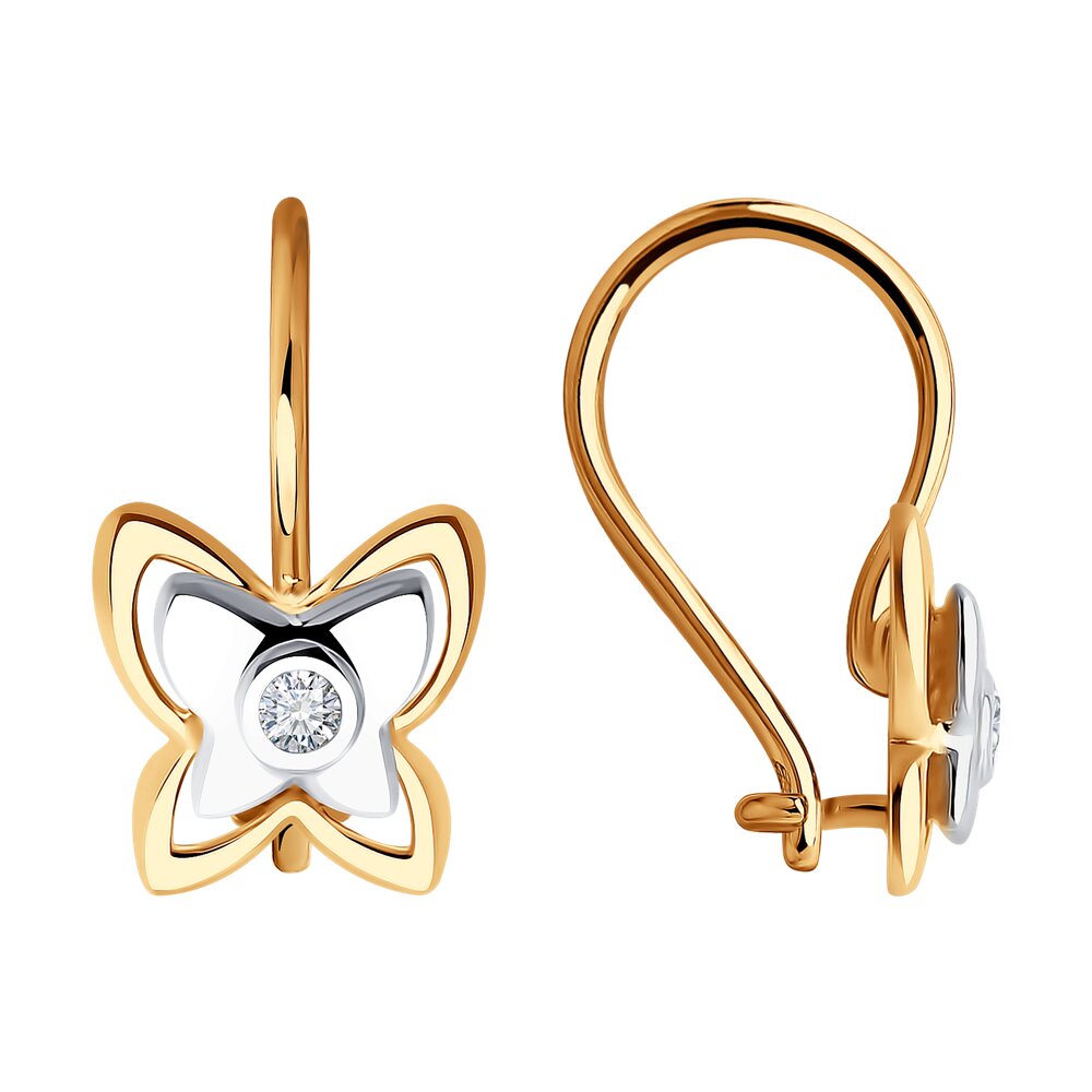 

Серьги из красного золота с фианитом Diamant 51-120-02046-1, 51-120-02046-1