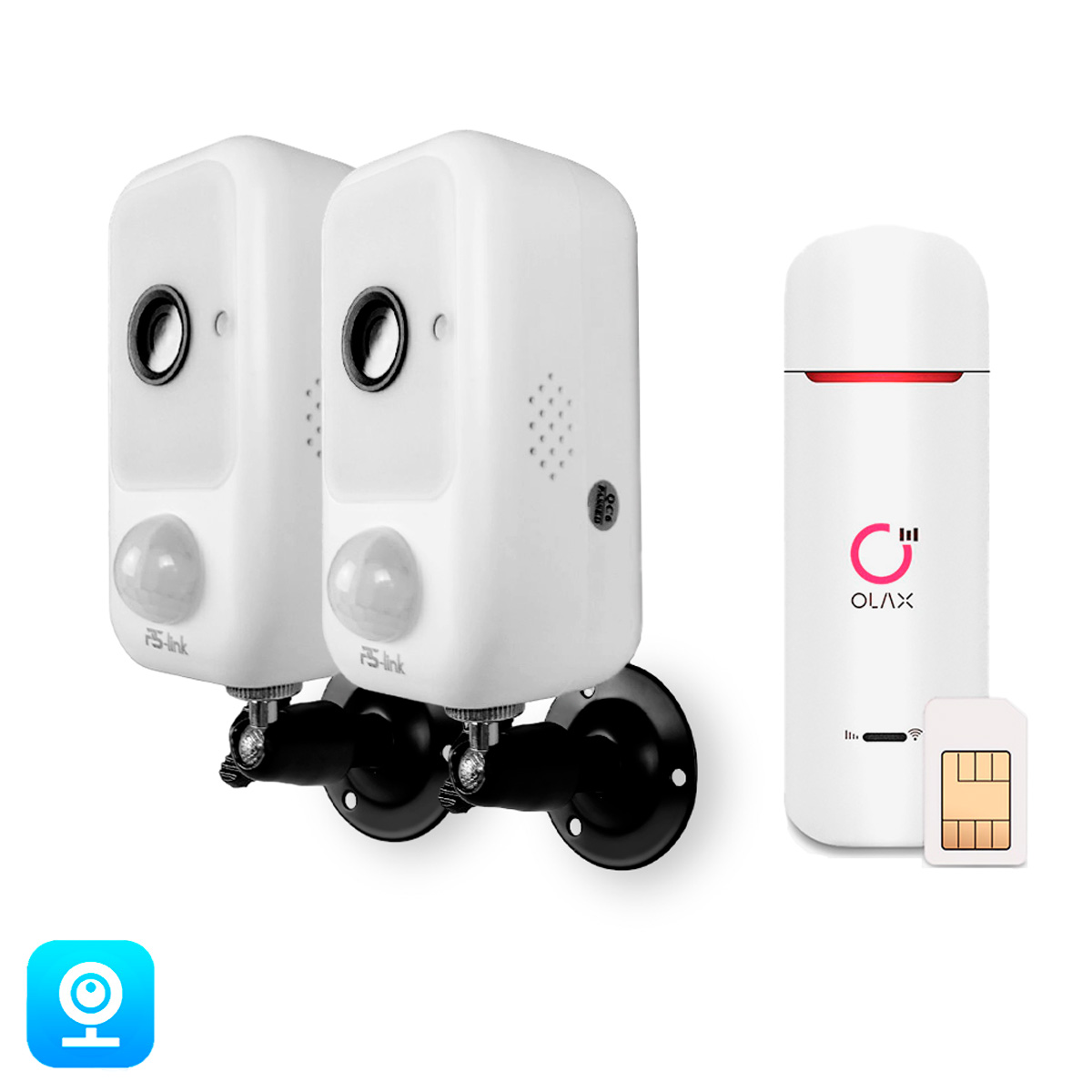 

Комплект видеонаблюдения 4G Ps-Link KIT-WPS202-4G с аккумулятором и датчиком движения, Белый, KIT-WPS202-4G