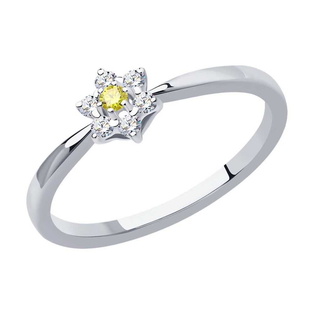 

Кольцо из белого золота с бриллиантом искусственным р. 16,5 SOKOLOV Diamonds 1012554-5, 1012554-5