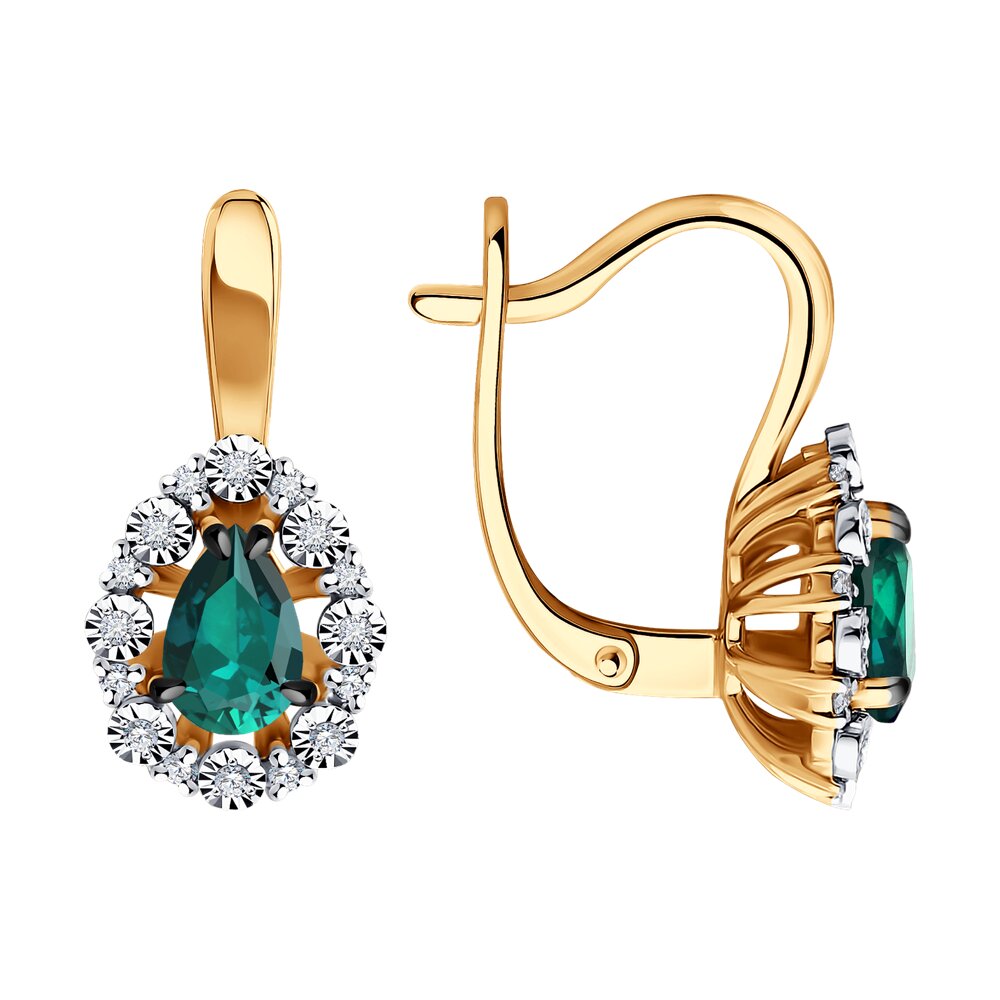 

Серьги из комбинированного золота с бриллиантом/изумрудом Diamant 51-220-01948-2, 51-220-01948-2