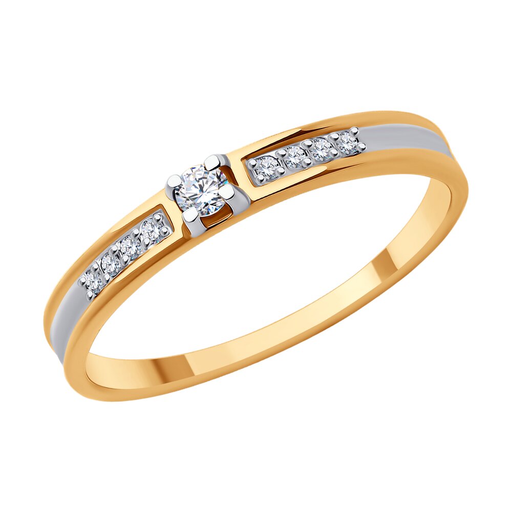 Кольцо помолвочное из красного золота р. 18 Diamant 51-110-02029-1, фианит