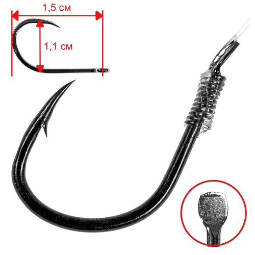 

Одинарные крючки Owner Wide Gape №1, с лопаткой, с бородкой, с поводком шт., Черный, Owner Rl-044 53803-01-0.30 (9шт.)