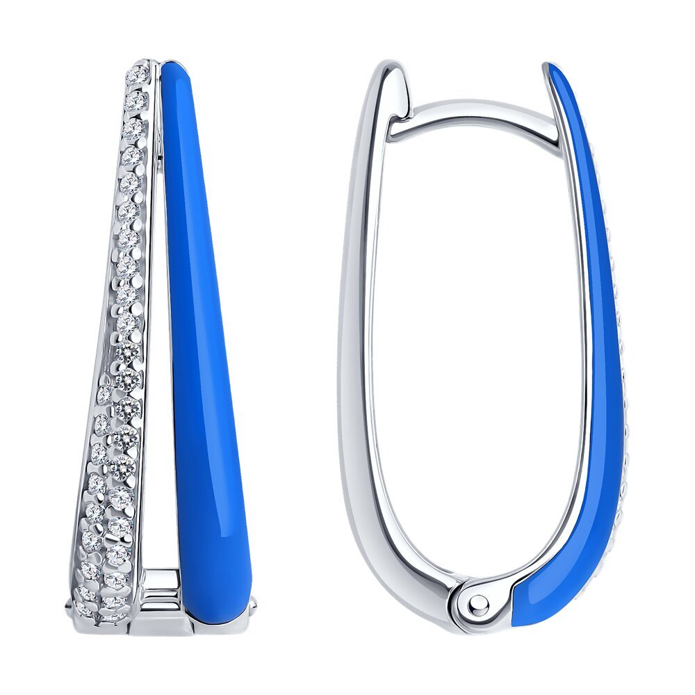 

Серьги из серебра Diamant 94-120-01810-2, фианит/эмаль, 94-120-01810-2